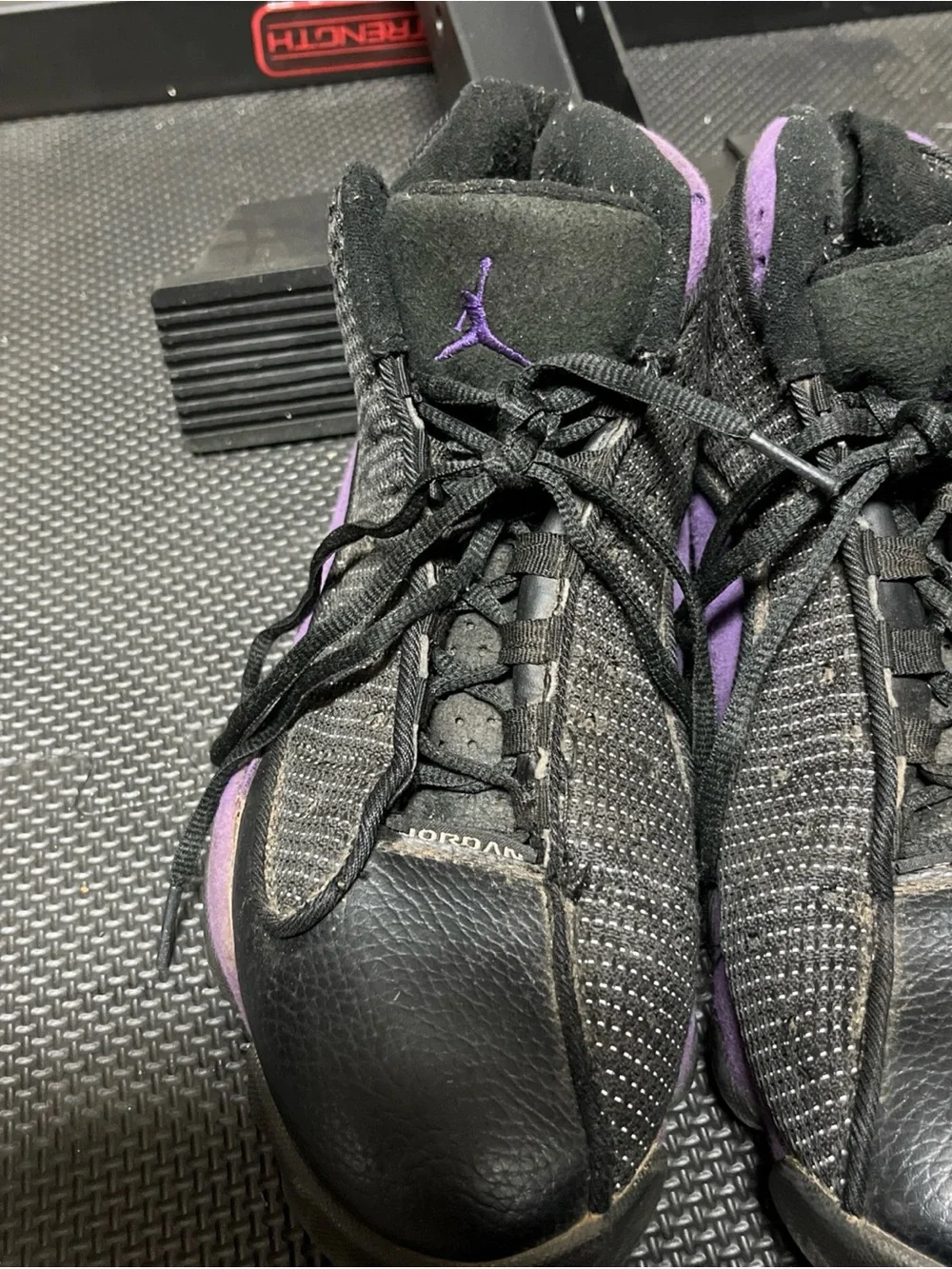 Jordan Kids Black and Purple High-Top Sneakers